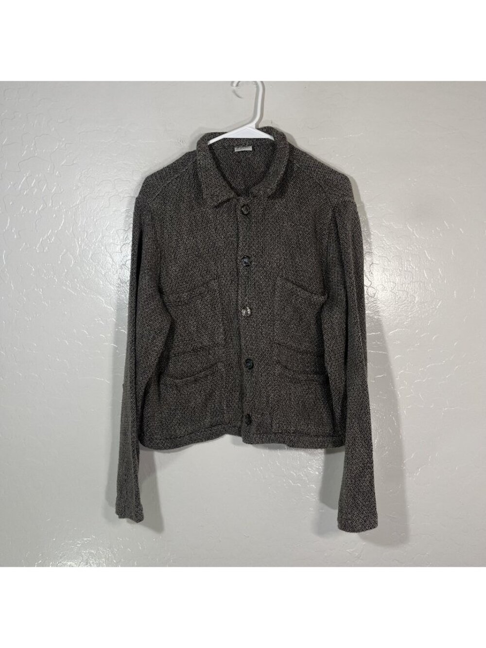 CP Shades Cardigan Sweater Womens Small Gray Cotton Rayon Collared Button Knit